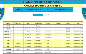 Planning du week-end du 28 septembre