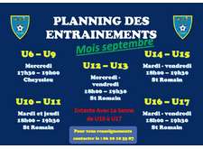 Planning entrainement : septembre